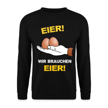 Eier, Klöten, Chochones, Hühnerei, Hoden, Sack - Unisex Pullover - Schwarz - Vorne - Alina (178cm) & Michal (187cm)