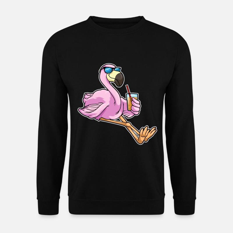 Flamingo with drink with straw - Unisex Sweatshirt - black
