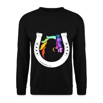 Rainbow Receiver Horseshoe - Unisex Sweatshirt - black - Front - Alina (178cm) & Michal (187cm)