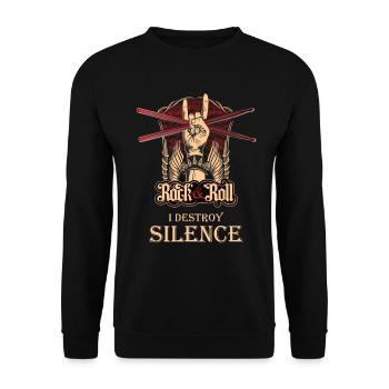 Je détruis Silence, batteur, tambour, tambour, tambours, tambours - Sweat-shirt Unisexe - noir - Devant - Alina (178cm) & Michal (187cm)