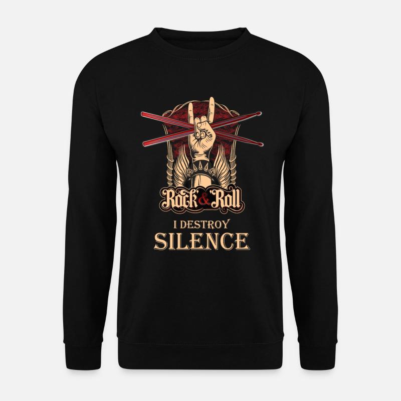 I destroy Silence, Drummer Schlagzeuger Schlagzeug - Unisex Pullover - Schwarz