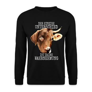 Der Unterschied Ist Deine Wahrnehmung Vegan Hund - Unisex Pullover - Schwarz - Vorne - Alina (178cm) & Michal (187cm)