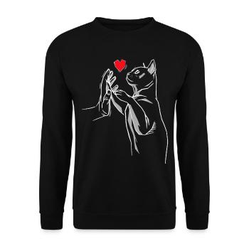 Stubentiger Cat Cat Cats Meow Cat Love - Unisex Sweatshirt - black - Front - Alina (178cm) & Michal (187cm)