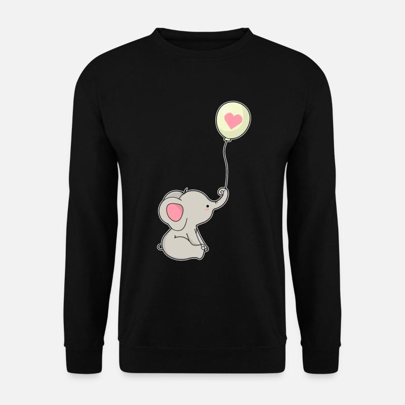 Elefant & Luftballon mit Herz - Unisex Pullover - Schwarz