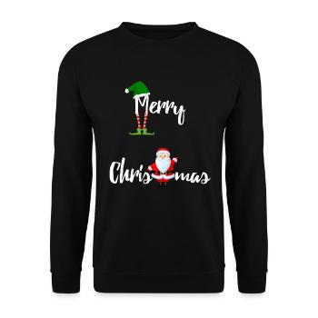 Joyeux Noël avec le Père Noël et l’Elf - Sweat-shirt Unisexe - noir - Devant - Alina (178cm) & Michal (187cm)