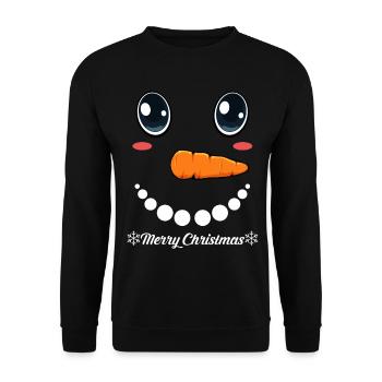 Cute snowman face with Merry Christmas - Unisex Sweatshirt - black - Front - Alina (178cm) & Michal (187cm)