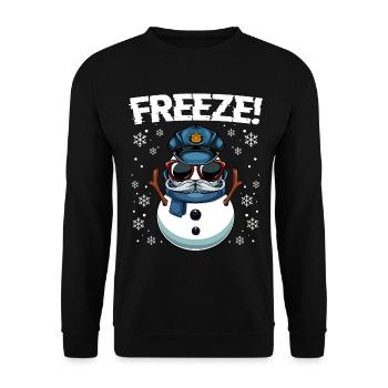 Captain Frost Snowman Police Christmas - Unisex Sweatshirt - black - Front - Alina (178cm) & Michal (187cm)