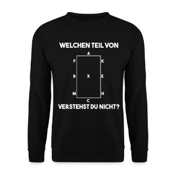 Reiten Reitlehrerin lustiger Spruch zu Bahnpunkten - Unisex Pullover - Schwarz - Vorne - Alina (178cm) & Michal (187cm)