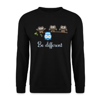 Be Different Owl - Sweat-shirt Unisexe - noir - Devant - Alina (178cm) & Michal (187cm)