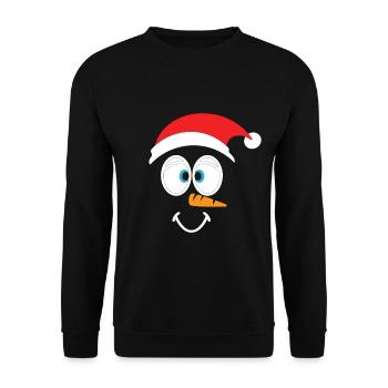 Cheerful snowman with santa hat - Unisex Sweatshirt - black - Front - Alina (178cm) & Michal (187cm)