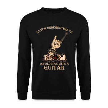 Never underestimate an old man with a Guitar - Unisex Sweatshirt - black - Front - Alina (178cm) & Michal (187cm)