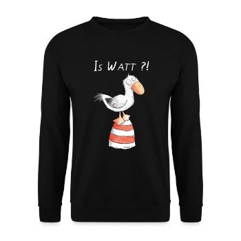 Is Watt Möwe I Nordsee Urlaub Geschenk - Unisex Pullover - Schwarz - Vorne - Alina (178cm) & Michal (187cm)