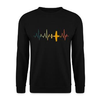 Avion coeur de battement rétro ECG pilote - Sweat-shirt Unisexe - noir - Devant - Alina (178cm) & Michal (187cm)
