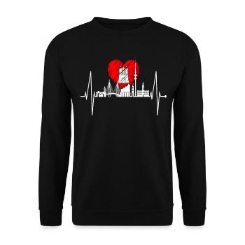 Hamburg Skyline Heartbeat Hamburger Liebe Fan - Unisex Sweatshirt - black - Front - Alina (178cm) & Michal (187cm)