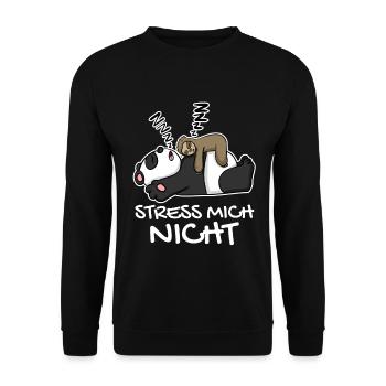 Stress mich nicht Faultier Panda lustig Geschenk - Unisex Pullover - Schwarz - Vorne - Alina (178cm) & Michal (187cm)