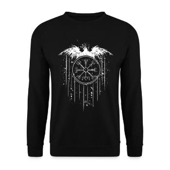 Vegvisir Runic Compass - Eagle Celts Vikings - Unisex Sweatshirt - black - Front - Alina (178cm) & Michal (187cm)