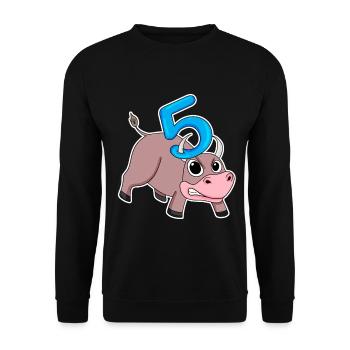 Taureau taureau d'anniversaire pour enfants de 5 ans - Sweat-shirt Unisexe - noir - Devant - Alina (178cm) & Michal (187cm)
