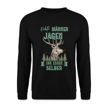 Jäger Männer  - Unisex Pullover - Schwarz - Vorne - Alina (178cm) & Michal (187cm)