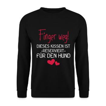 Dieses Kissen ist reserviert für den Hund - Unisex Pullover - Schwarz - Vorne - Alina (178cm) & Michal (187cm)