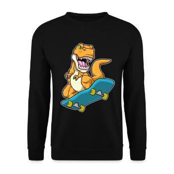 Dinosaurier Skater Skateboard - Unisex Pullover - Schwarz - Vorne - Alina (178cm) & Michal (187cm)