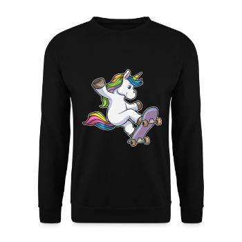 Unicorn Skater Skateboard - Unisex Sweatshirt - black - Front - Alina (178cm) & Michal (187cm)