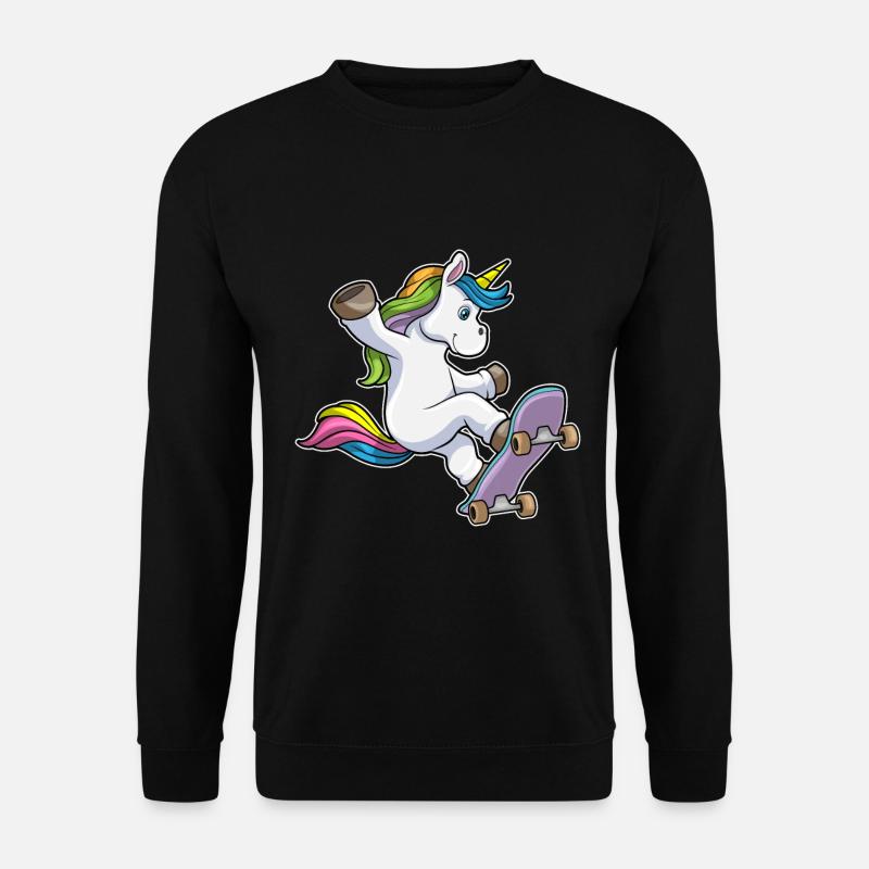Einhorn Skater Skateboard - Unisex Pullover - Schwarz