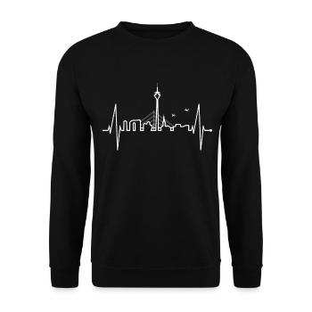 Düsseldorf Skyline Battement de coeur Amour Düsseldorf - Sweat-shirt Unisexe - noir - Devant - Alina (178cm) & Michal (187cm)