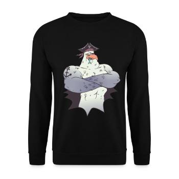 mouette pirate port maritime capitaine navire de mer - Sweat-shirt Unisexe - noir - Devant - Alina (178cm) & Michal (187cm)