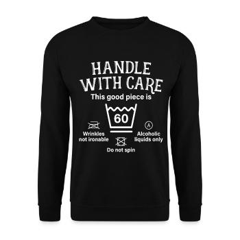 Handle With Care 60 Geschenk 60. Geburtstag - Unisex Pullover - Schwarz - Vorne - Alina (178cm) & Michal (187cm)