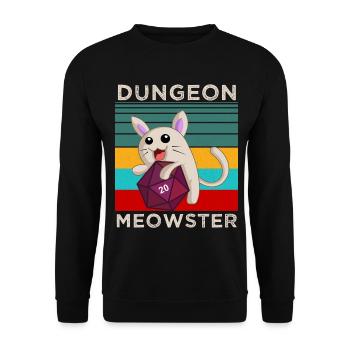 T-shirt Dungeon Meowster – T-shirt drôle de chat RPG - Sweat-shirt Unisexe - noir - Devant - Alina (178cm) & Michal (187cm)