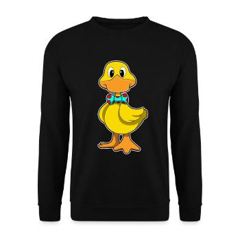 Ente Schleife - Unisex Pullover - Schwarz - Vorne - Alina (178cm) & Michal (187cm)
