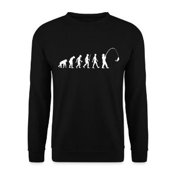 Evolution Angler Entwicklung Angeln Fischer - Unisex Pullover - Schwarz - Vorne - Alina (178cm) & Michal (187cm)