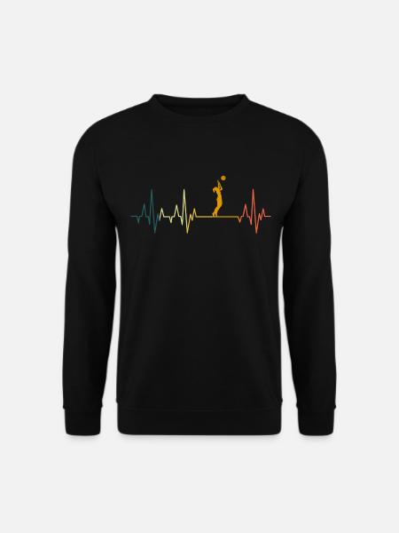 Volley- battement de coeur volleyball femme ECG rétro - Sweat-shirt Unisexe - noir