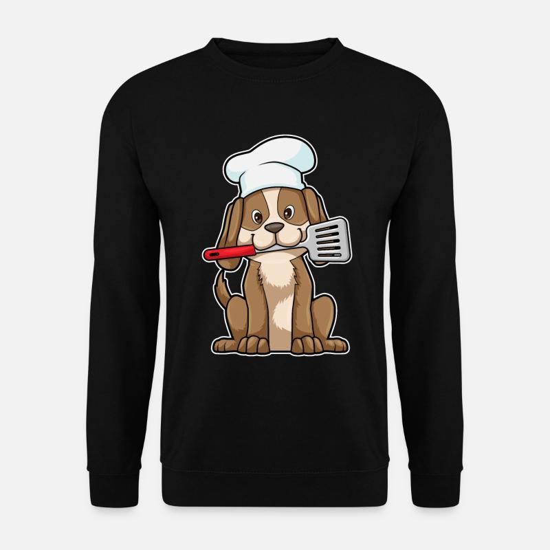 Chien comme cuisinier avec une toque et une spatule - Sweat-shirt Unisexe - noir