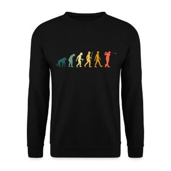 Golf Evolution Golfer Entwicklung Golfen Retro - Unisex Pullover - Schwarz - Vorne - Alina (178cm) & Michal (187cm)
