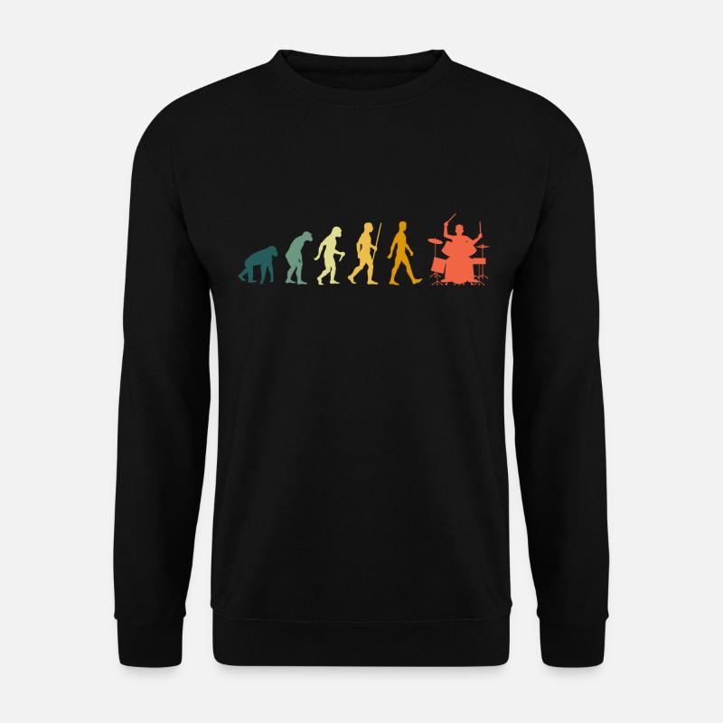 Schlagzeug Evolution Drummer Schlagzeuger Retro - Unisex Pullover - Schwarz