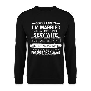 Je suis marié à une femme géniale - Sweat-shirt Unisexe - noir - Devant - Alina (178cm) & Michal (187cm)