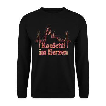 Köln Herzschlag Konfetti Im Herzen Karneval Kölner - Unisex Pullover - Schwarz - Vorne - Alina (178cm) & Michal (187cm)