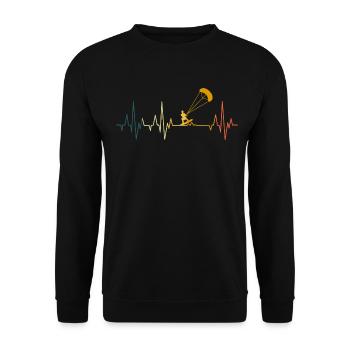 Kitesurfer Herzschlag Kitesurfen EKG Retro - Unisex Pullover - Schwarz - Vorne - Alina (178cm) & Michal (187cm)