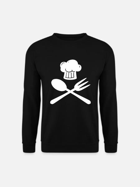Kochmütze Hobbykoch Koch Löffel Gabel - Unisex Pullover - Schwarz