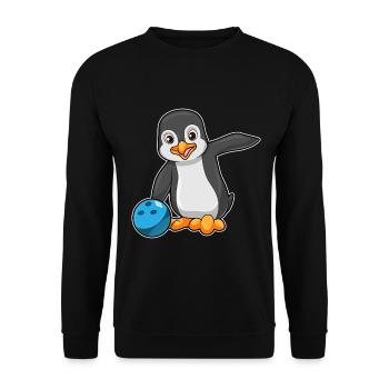 Penguin Bowling Bowling Ball - Unisex Sweatshirt - black - Front - Alina (178cm) & Michal (187cm)