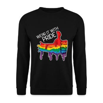 proud gay pride flag rainbow regenbogen schwul - Unisex Pullover - Schwarz - Vorne - Alina (178cm) & Michal (187cm)