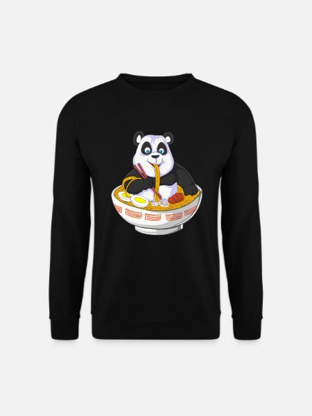 anime panda eating ramen - Unisex Sweatshirt - black