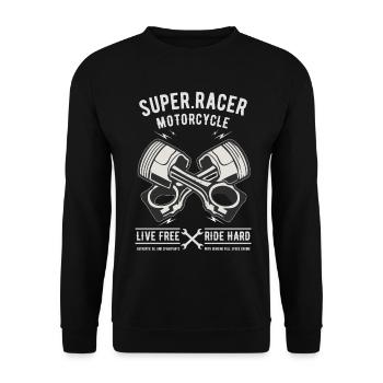 Super Racer Motorcycle V2 Motor Biker Motor Shirt - Unisex Sweatshirt - black - Front - Alina (178cm) & Michal (187cm)