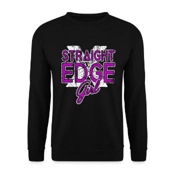 Straight Edge Girl Schriftzug Straight Edger Life - Unisex Pullover - Schwarz - Vorne - Alina (178cm) & Michal (187cm)