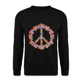 Pastellblume Friedenszeichen Retro-Vibes - Unisex Pullover - Schwarz - Vorne - Alina (178cm) & Michal (187cm)