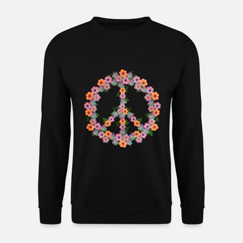 Pastellblume Friedenszeichen Retro-Vibes - Unisex Pullover - Schwarz
