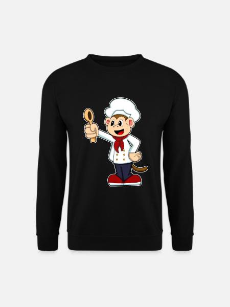 Affe Koch Kochlöffel Kochen - Unisex Pullover - Schwarz