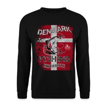 Denmark Fishing Flag Fishing Fish Design - Unisex Sweatshirt - black - Front - Alina (178cm) & Michal (187cm)