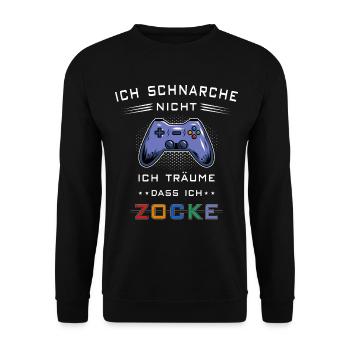 Ich schnarche nicht Zocken Gamer Konsole Zocker - Unisex Pullover - Schwarz - Vorne - Alina (178cm) & Michal (187cm)